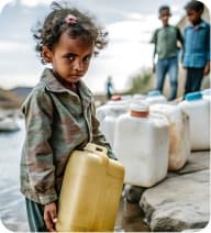 Child receiving water aid